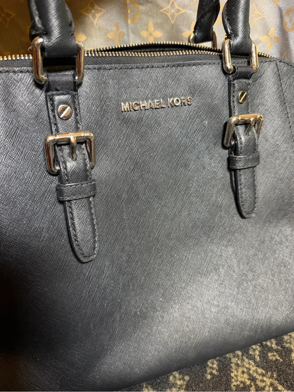 Michael Kors Black Leather Dome Satchel - Versatile Women's tote purse